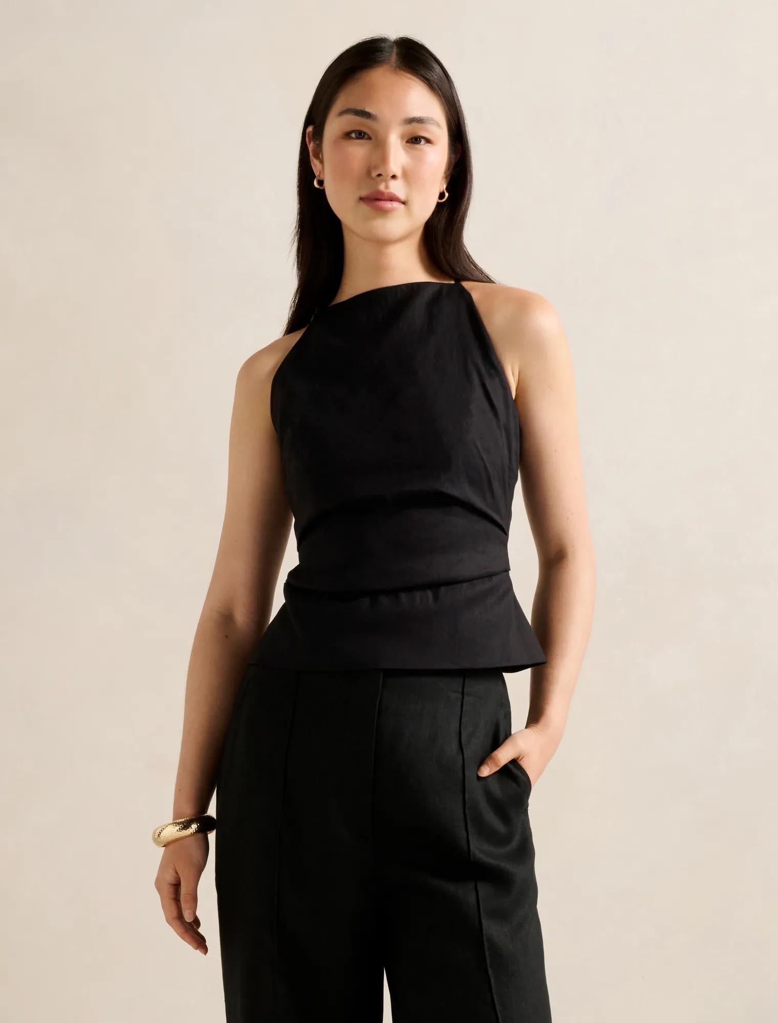 Nellie Open Back Top Black