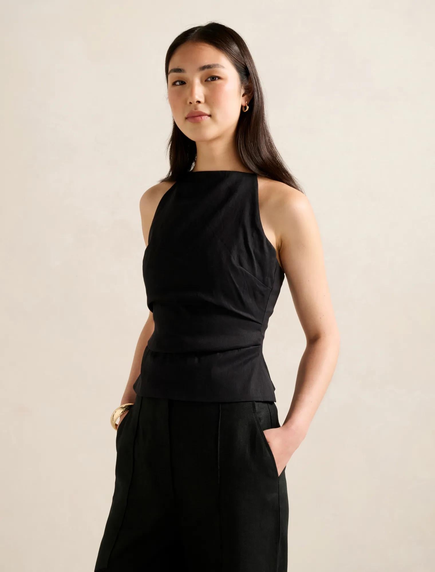 Nellie Open Back Top Black