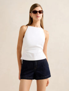Nellie Open Back Top Porcelain