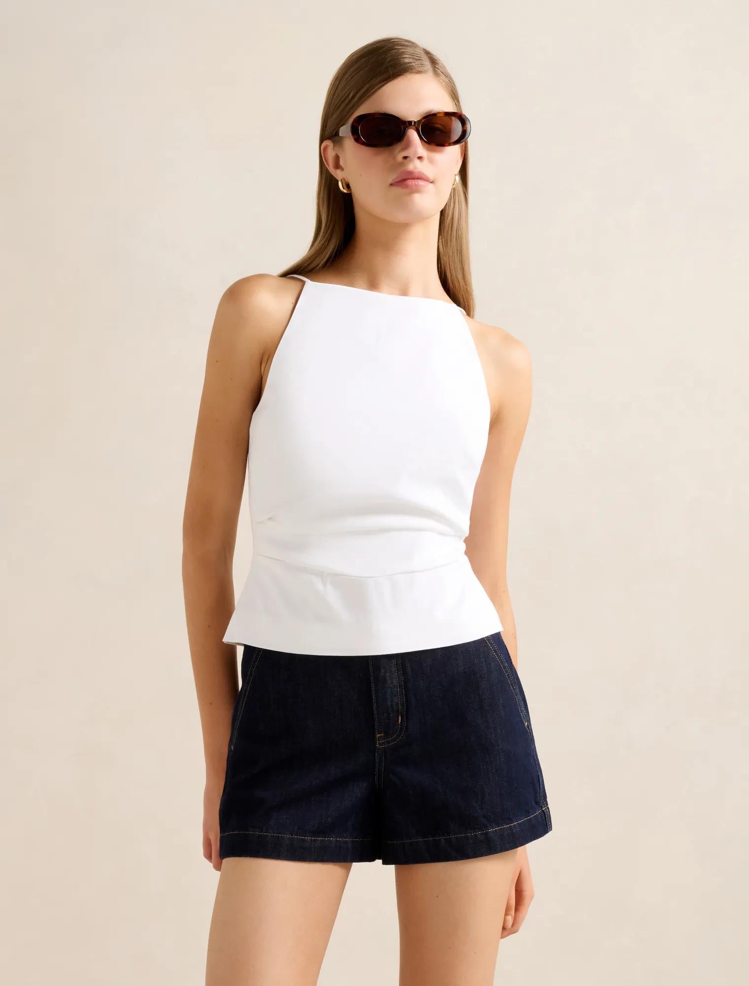 Nellie Open Back Top Porcelain