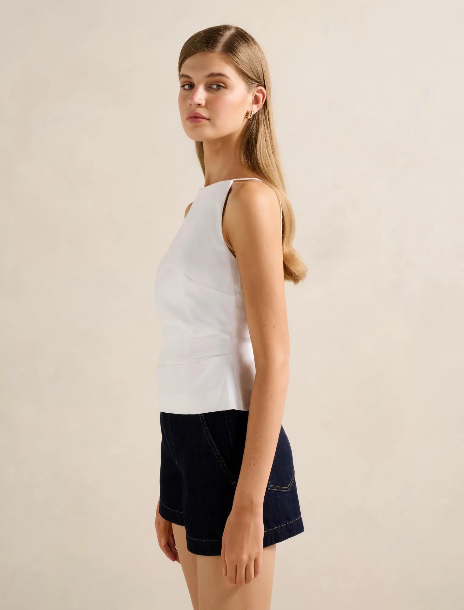 Nellie Open Back Top Porcelain