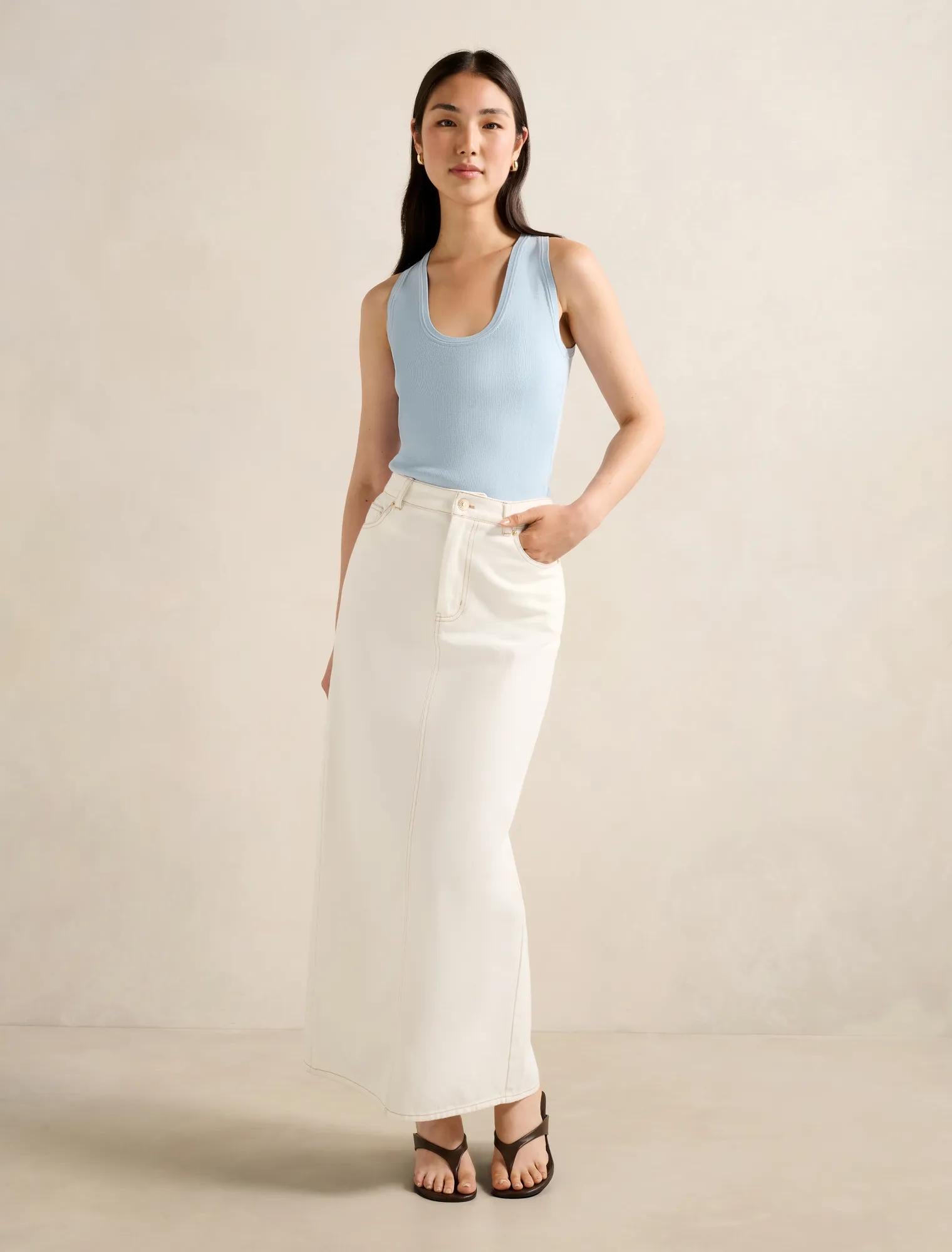 Harley Scoop Neck Tank Soft Blue