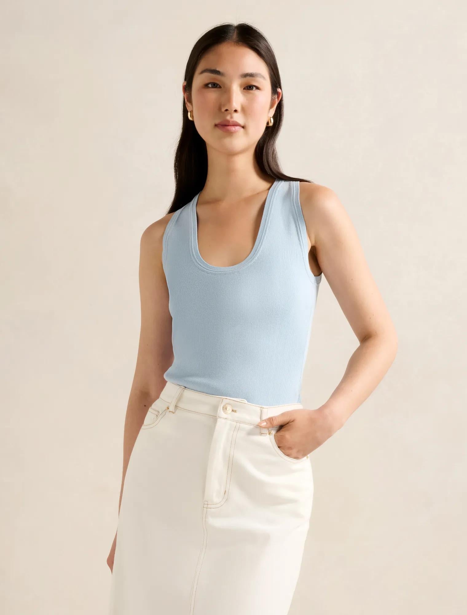 Harley Scoop Neck Tank Soft Blue