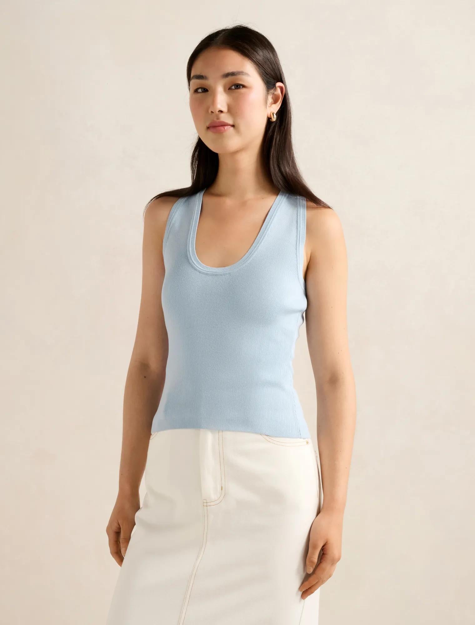 Harley Scoop Neck Tank Soft Blue