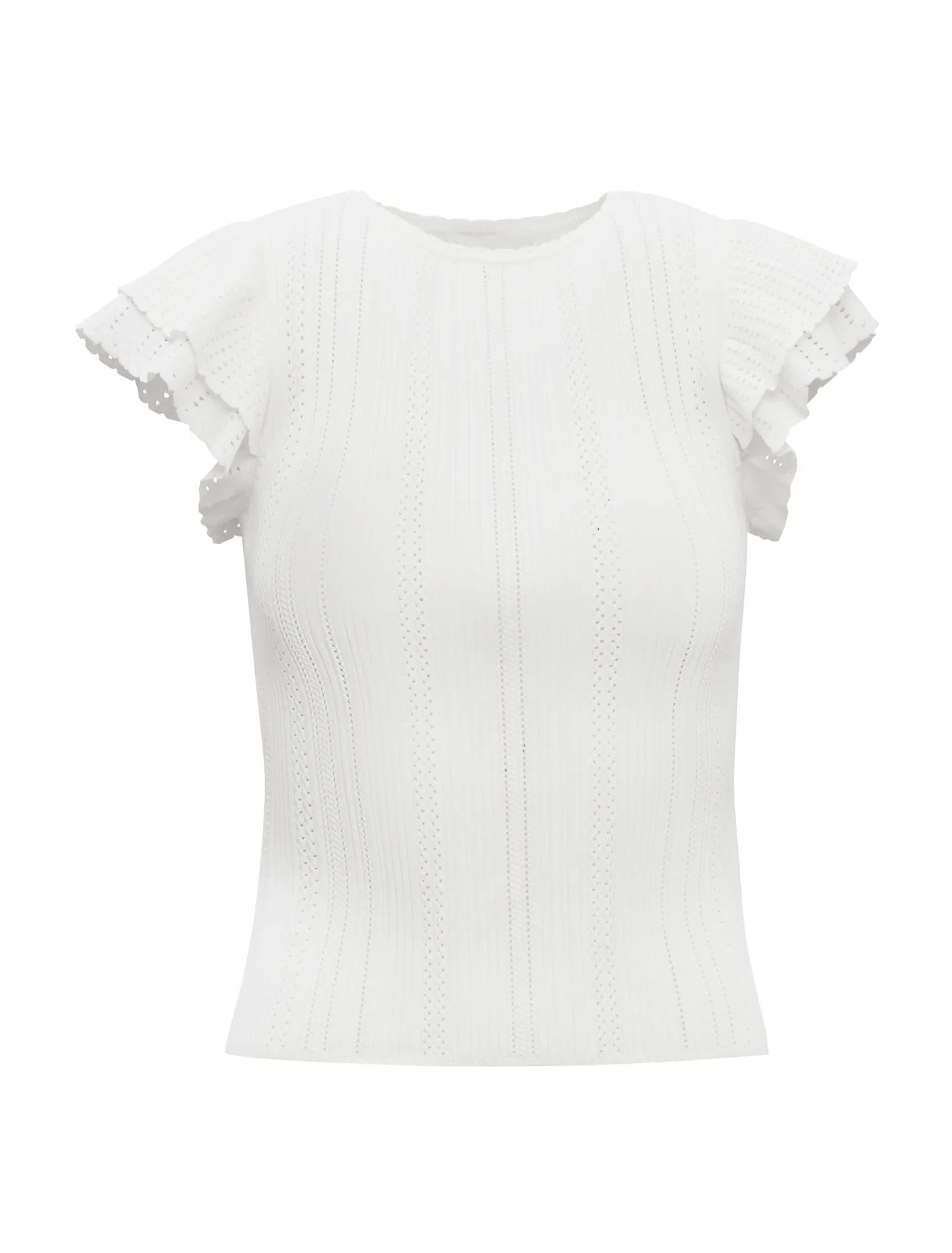 Danielle Flutter Sleeve Knit Top Cream_mannequin