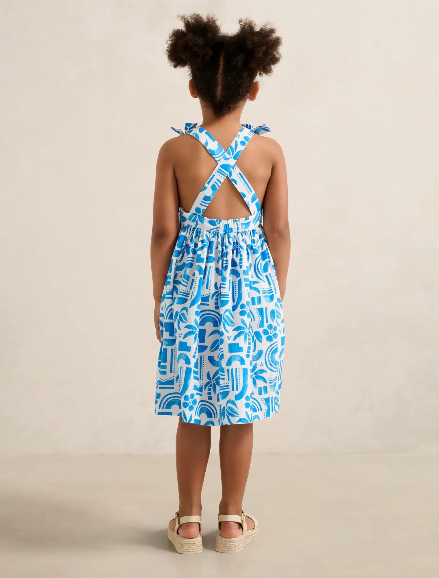 Lila Girls Criss-Cross Pinafore Dress Lila Geo