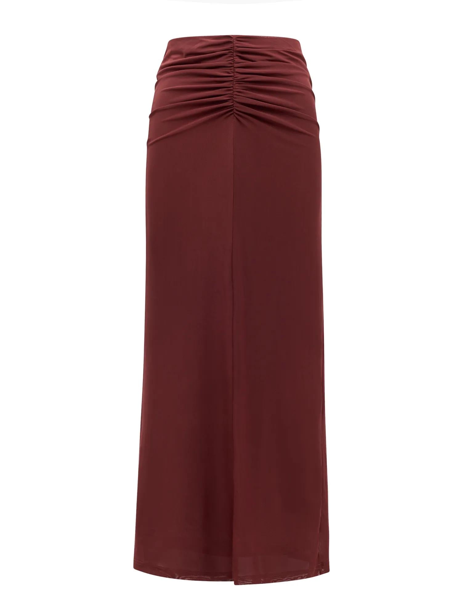 Savannah Ruched Mesh Skirt Rosewood Co-ord_mannequin