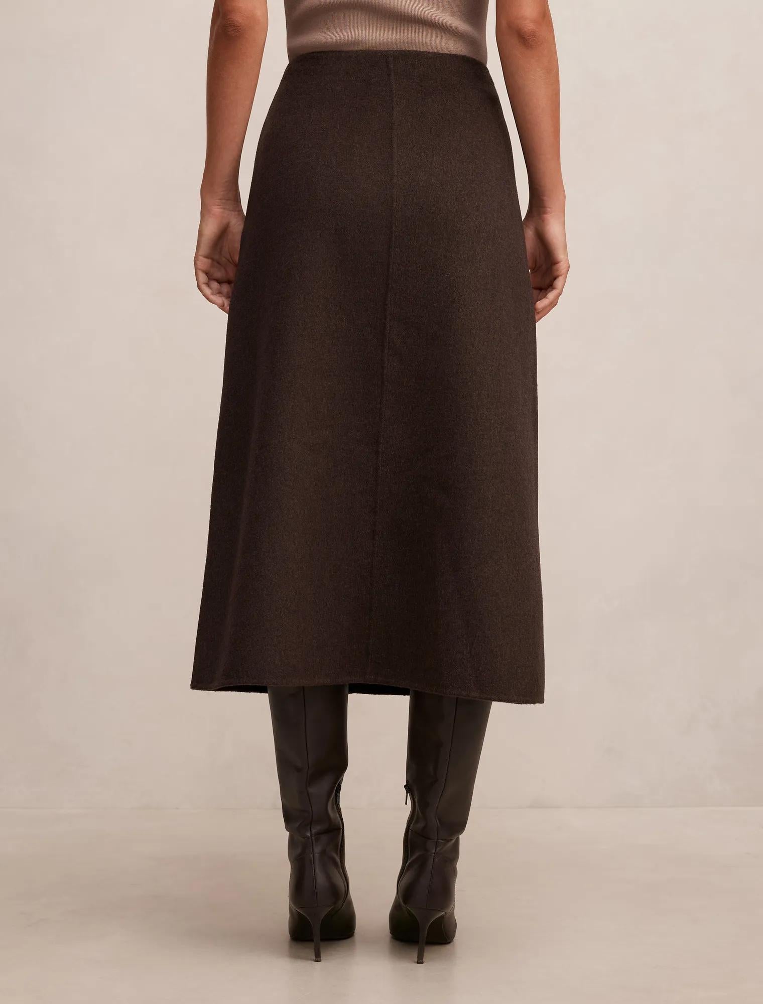 Amara Felled Midi Skirt Chocolate Set