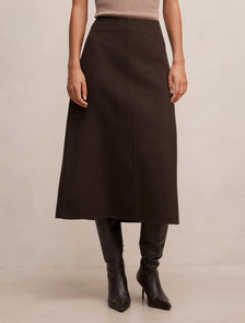 Amara Felled Midi Skirt Chocolate Set