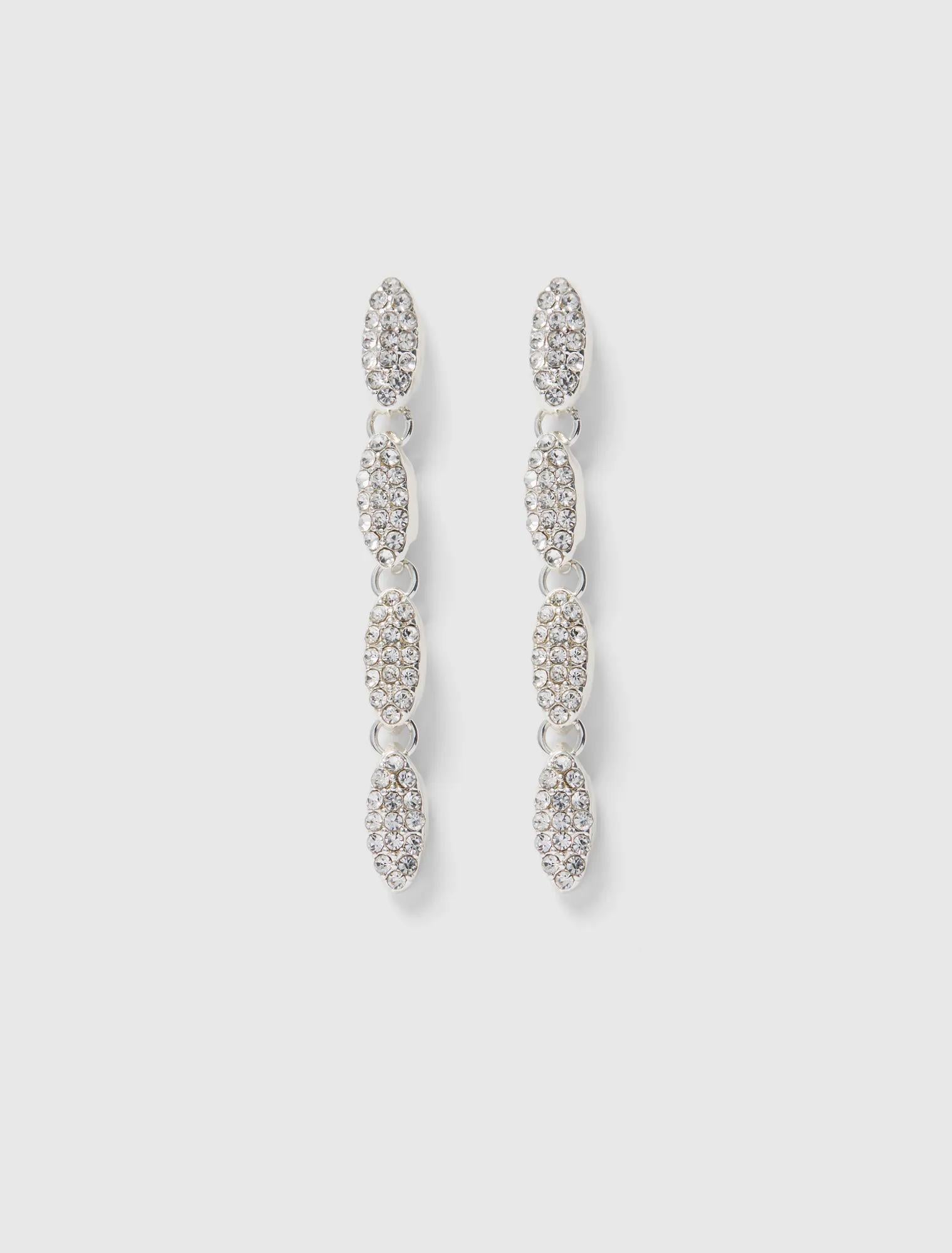 Polly Pave Drop Earring Silver/ Crystal_mannequin