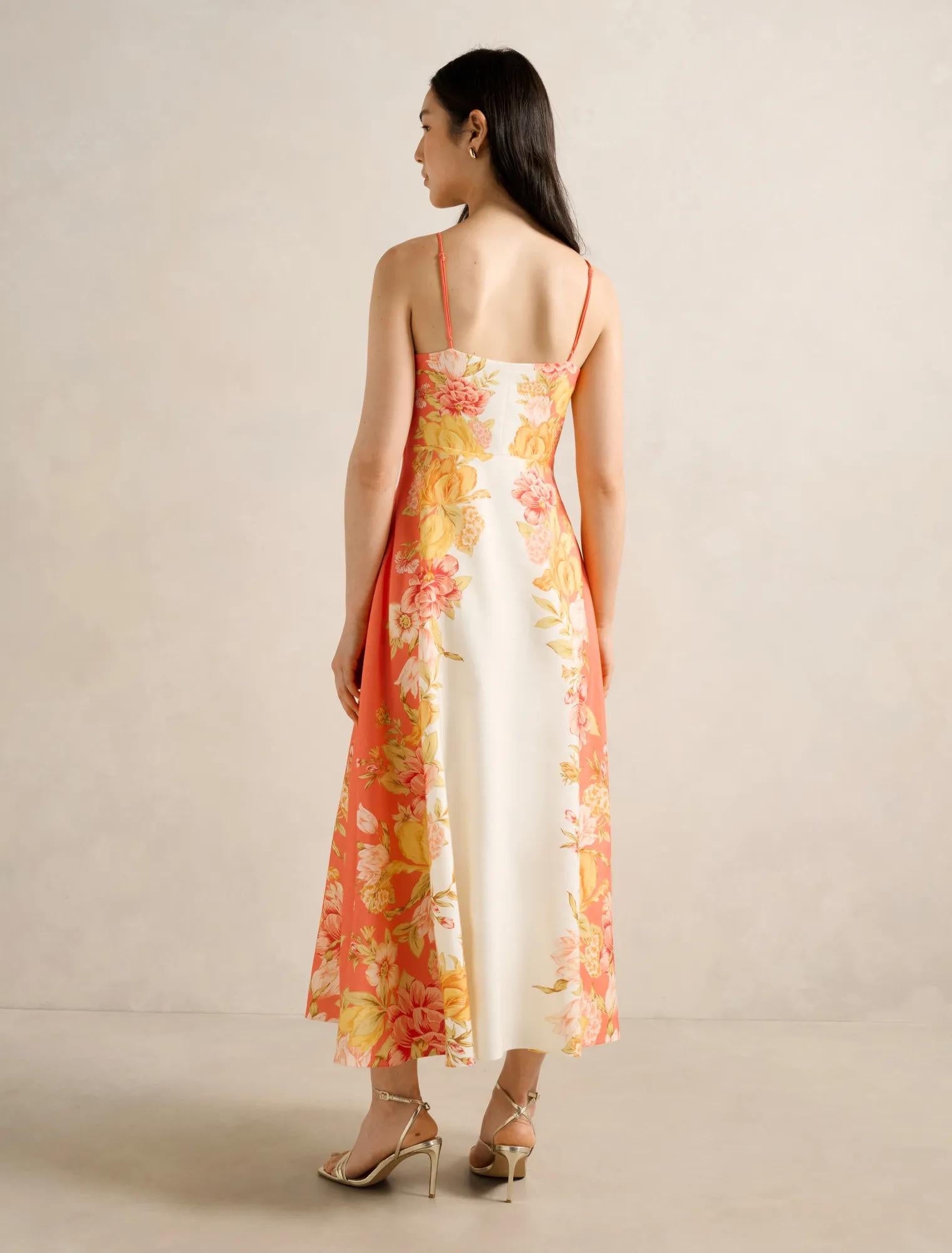 Livvy Strappy Linen Midi Dress Mercia Floral