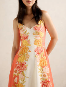 Livvy Strappy Linen Midi Dress Mercia Floral