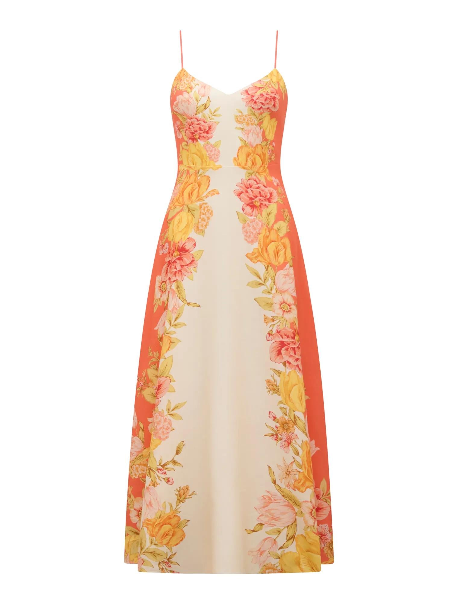 Livvy Strappy Linen Midi Dress Mercia Floral_mannequin