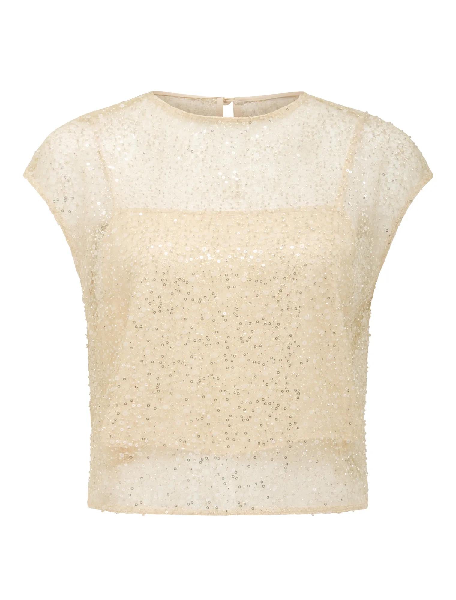 Gianna Embellished Top Almond White Co-ord_mannequin