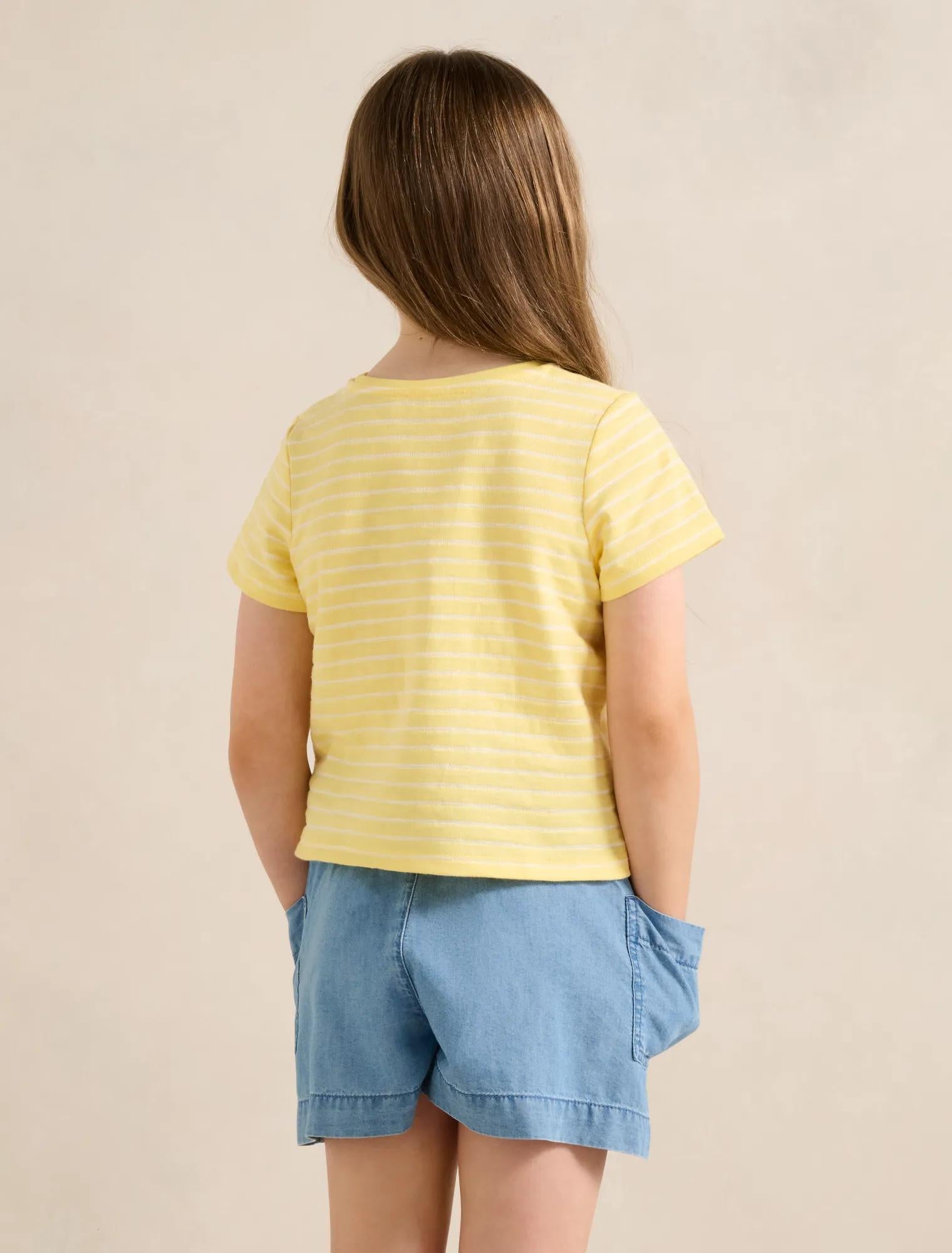 Emilia Girls Stripe Flutter T-Shirt Pineapple Stripe