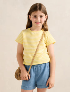 Emilia Girls Stripe Flutter T-Shirt Pineapple Stripe