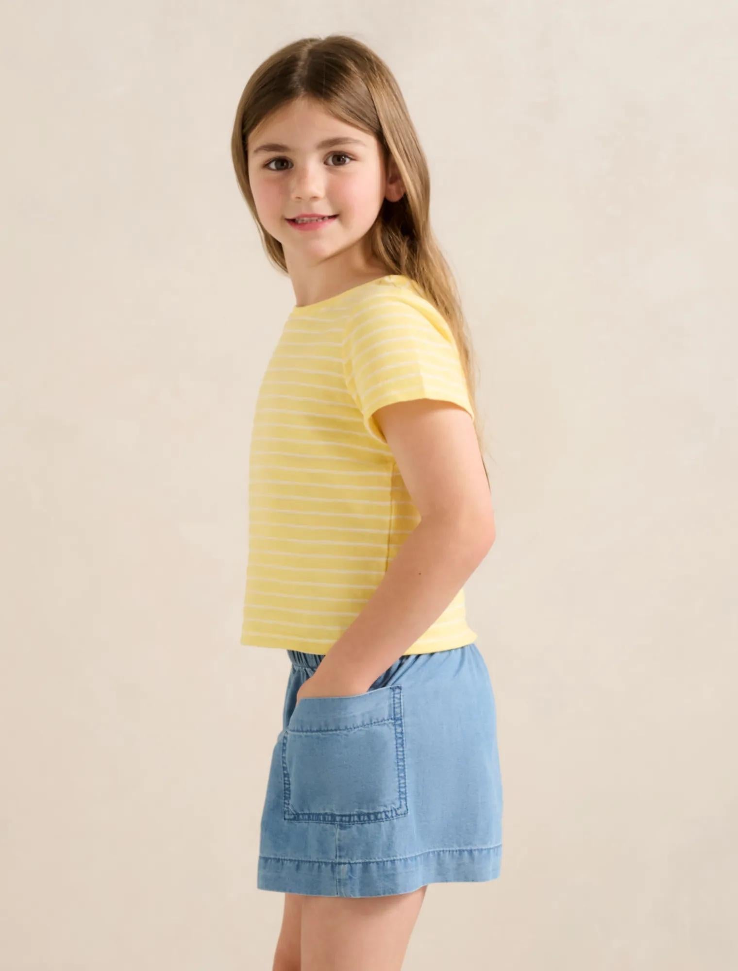 Emilia Girls Stripe Flutter T-Shirt Pineapple Stripe