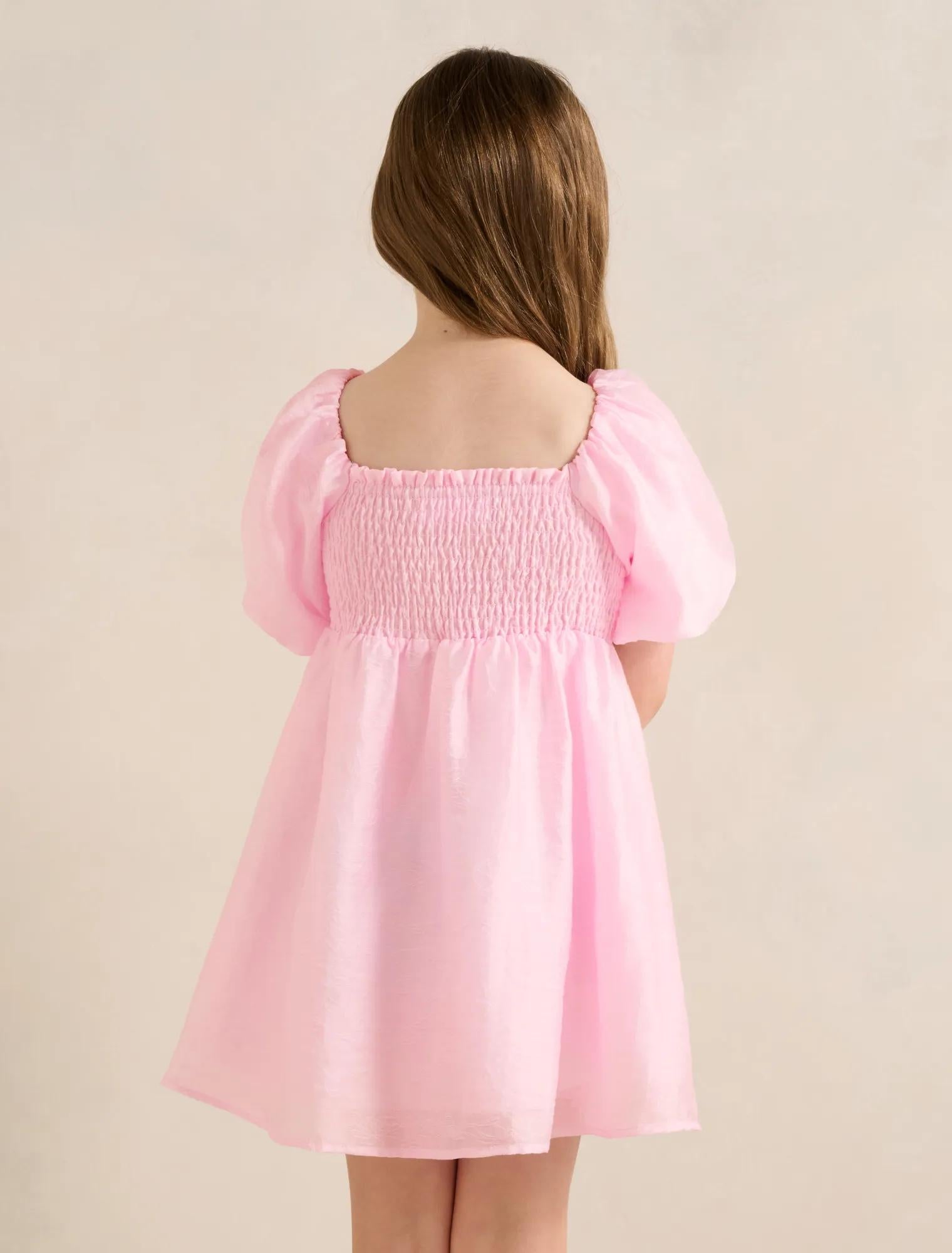 Juliana Girls Puff Sleeve Mini Dress Candy Hearts