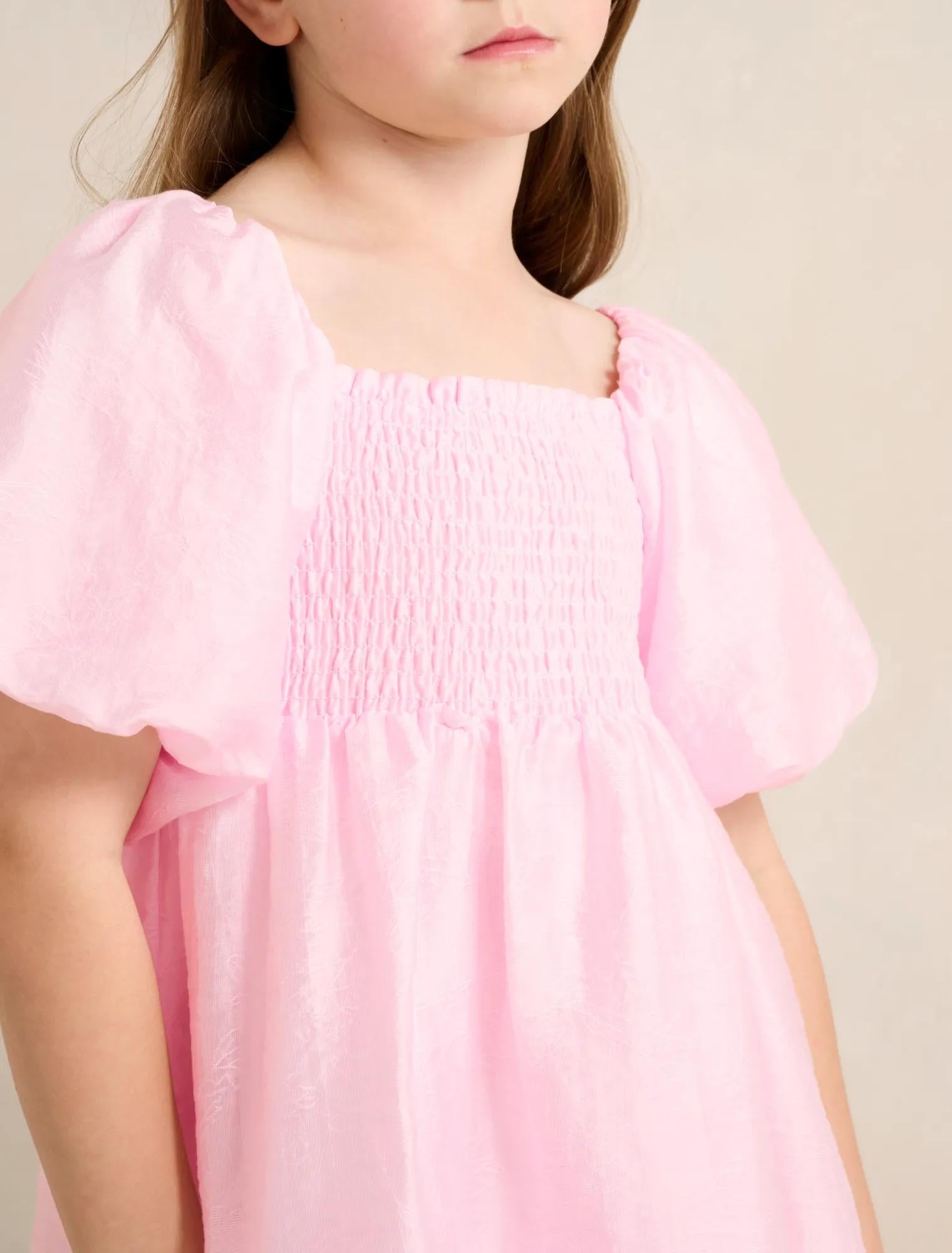 Juliana Girls Puff Sleeve Mini Dress Candy Hearts