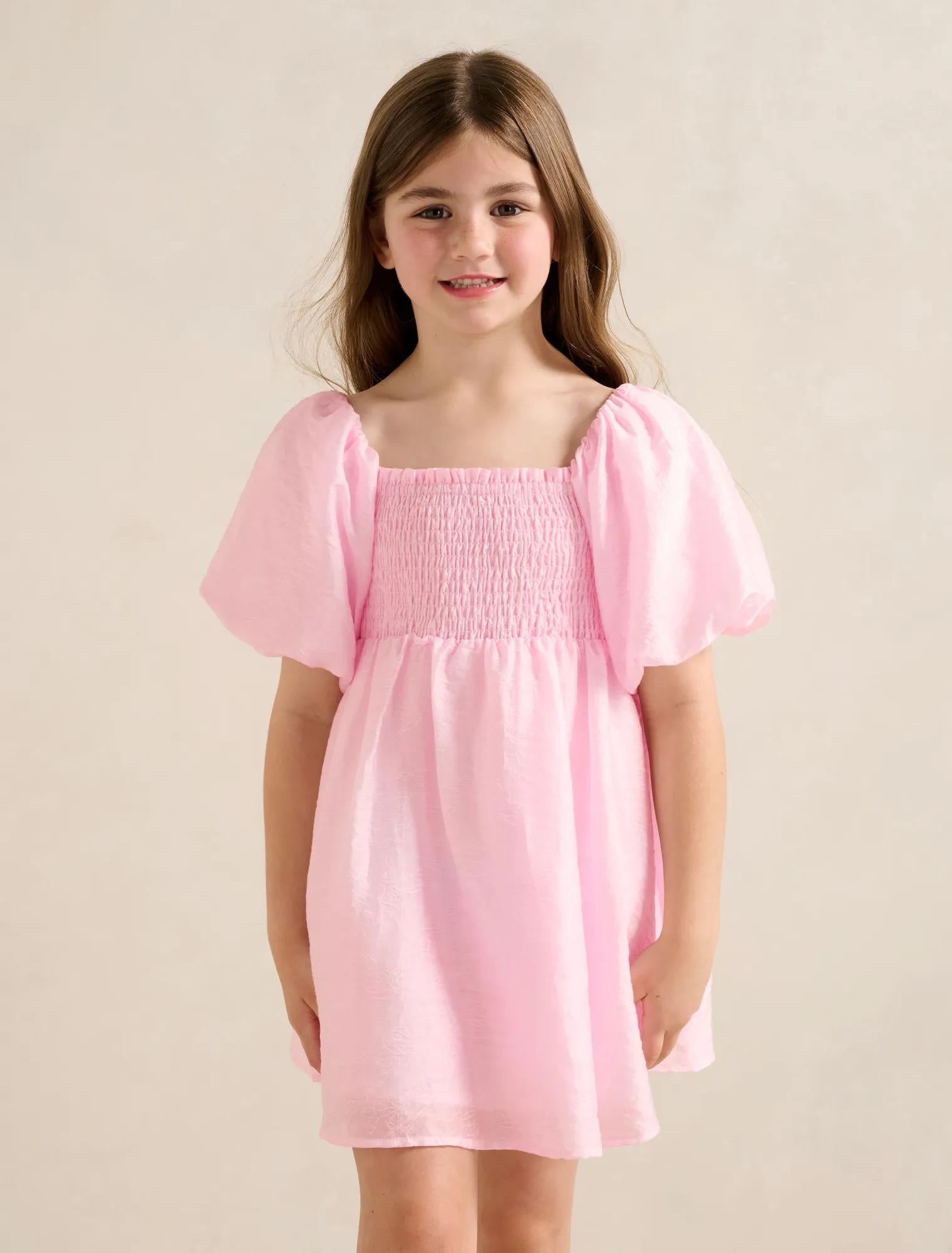 Juliana Girls Puff Sleeve Mini Dress Candy Hearts