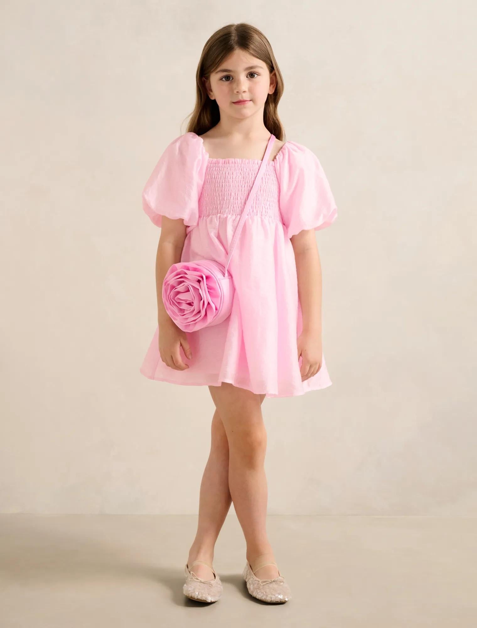 Juliana Girls Puff Sleeve Mini Dress Candy Hearts