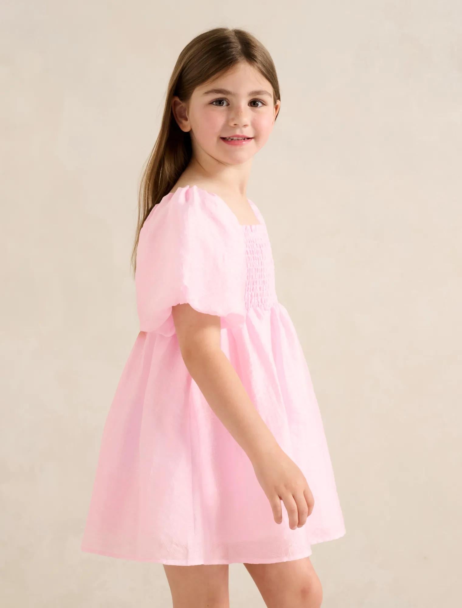 Juliana Girls Puff Sleeve Mini Dress Candy Hearts