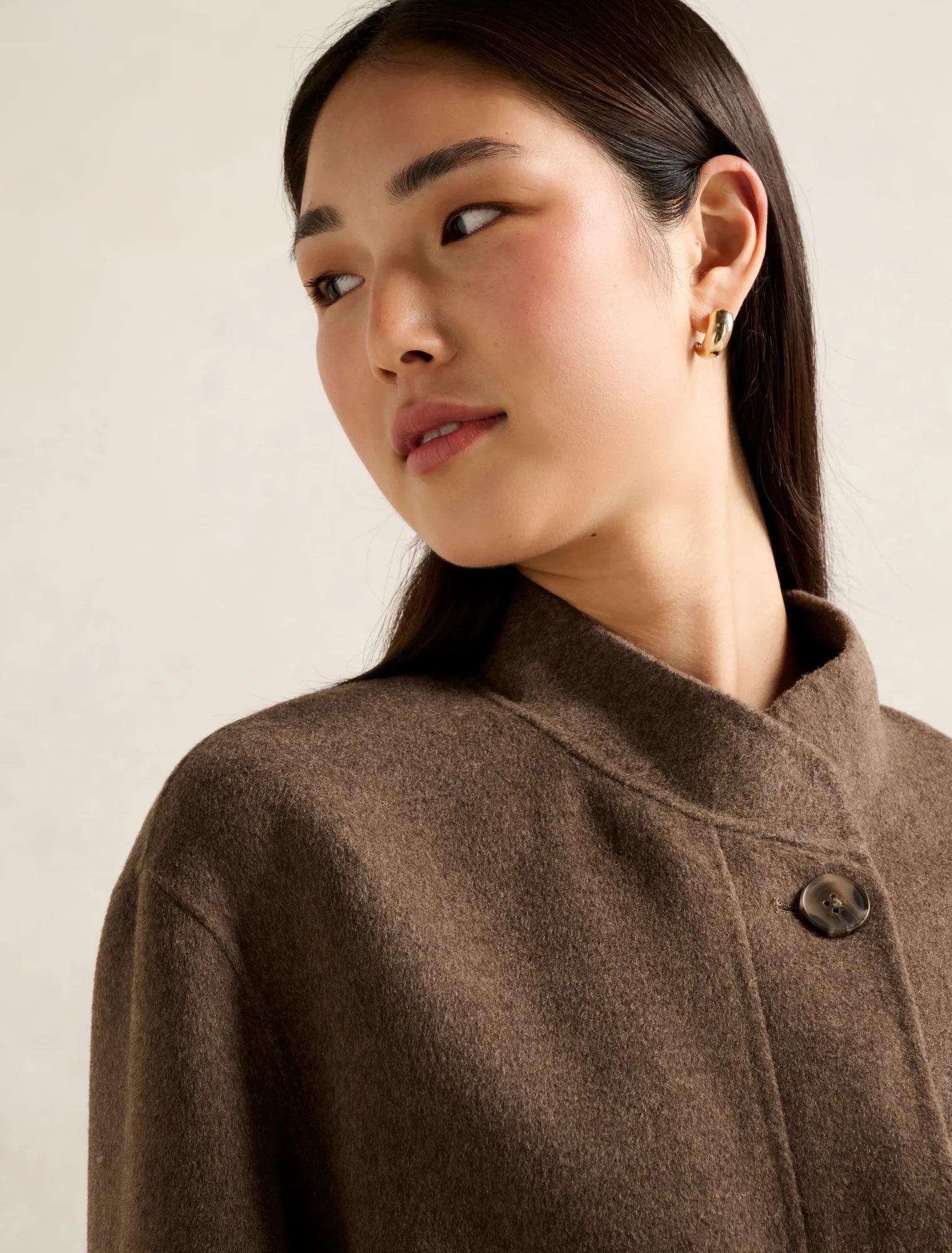 Sutton Scarf Coat Mid Brown Marle