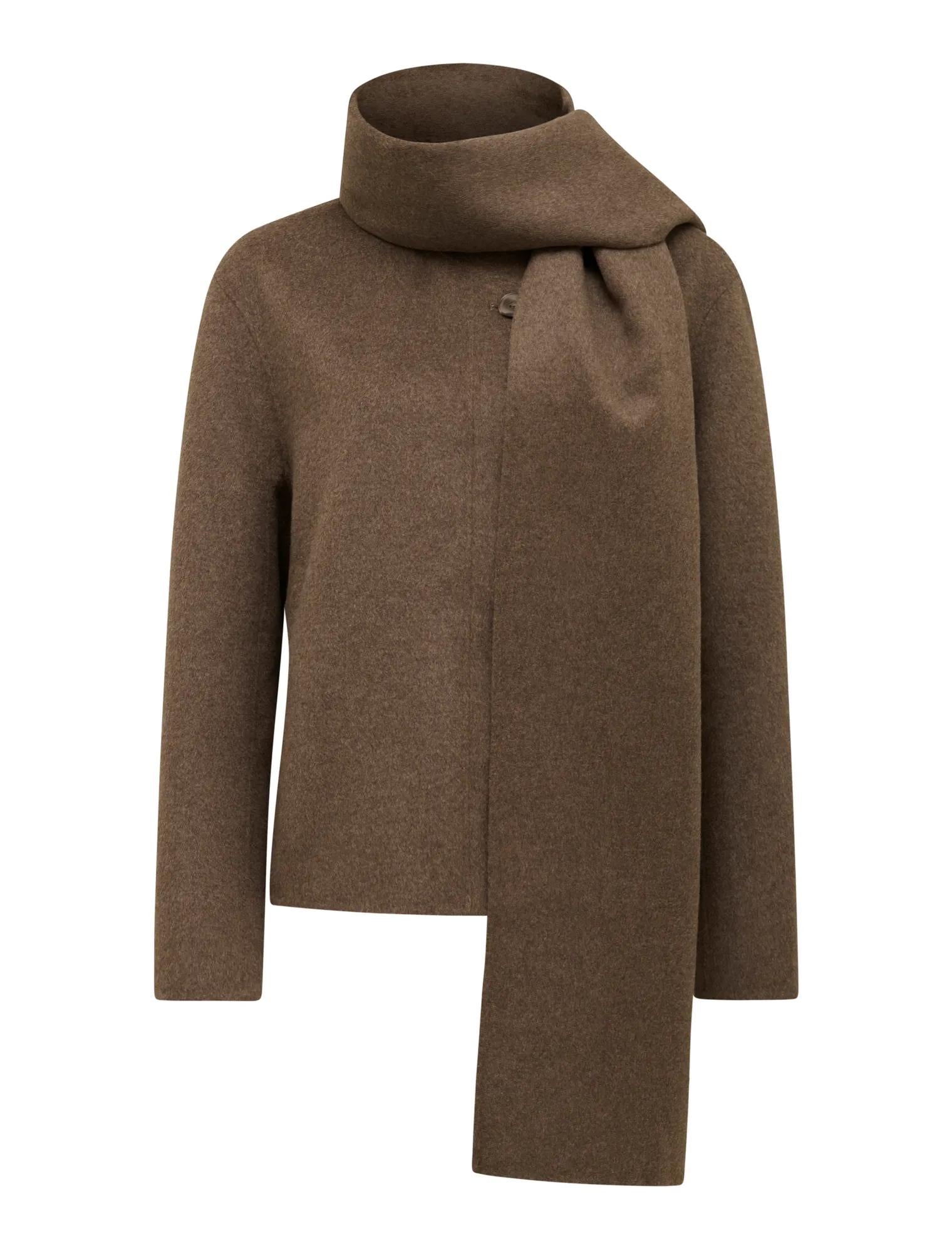 Sutton Scarf Coat Mid Brown Marle