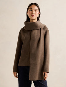Sutton Scarf Coat Mid Brown Marle