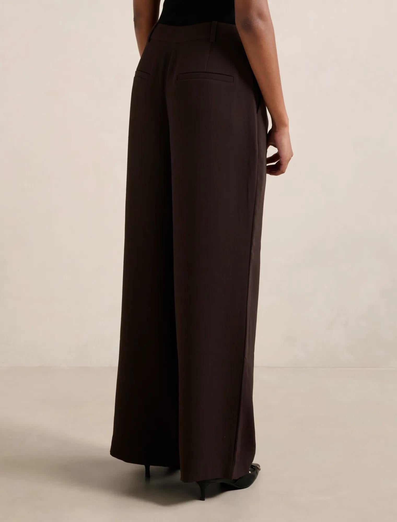 Margot Petite Wide Leg Pants Chocolate