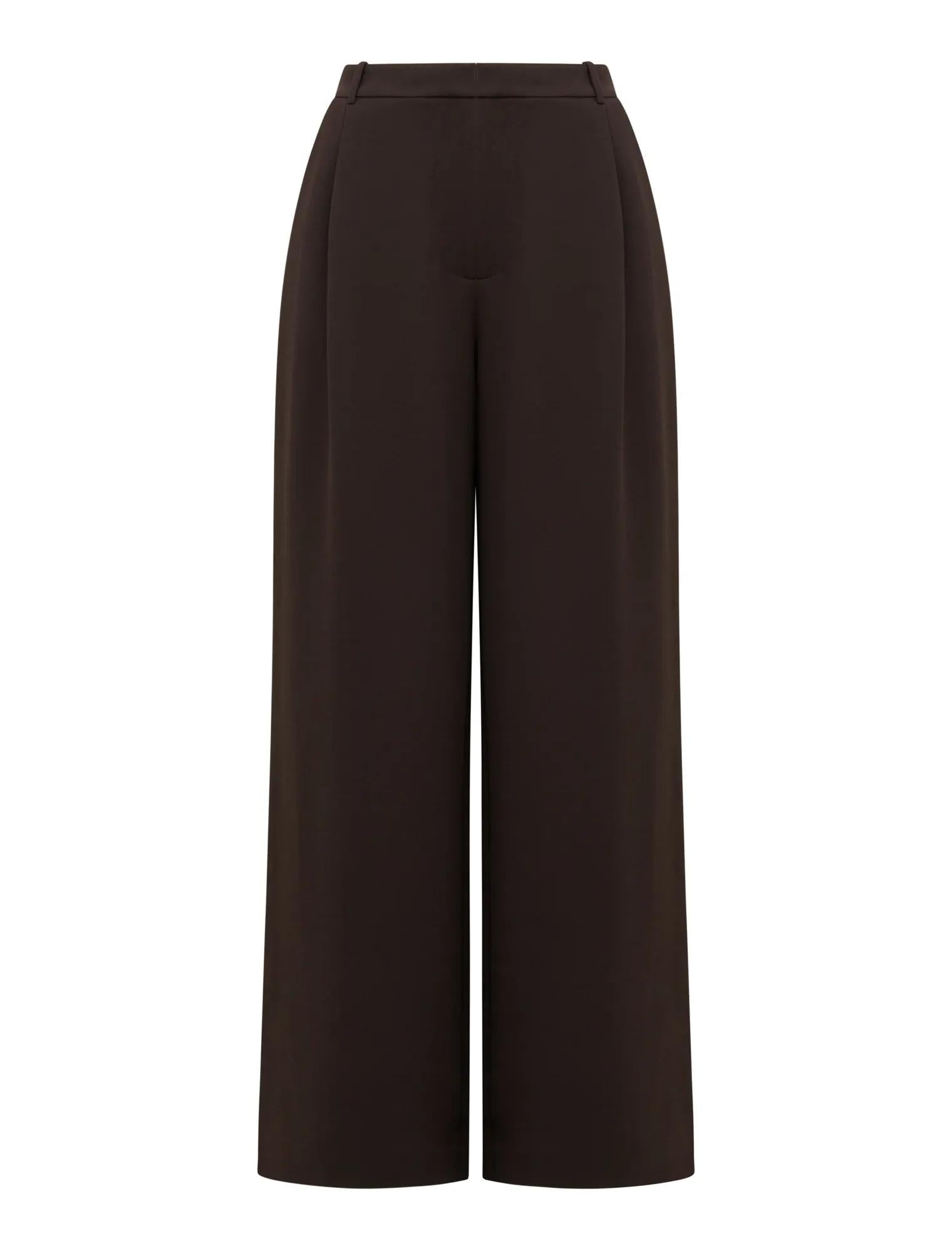 Margot Petite Wide Leg Pants Chocolate_mannequin
