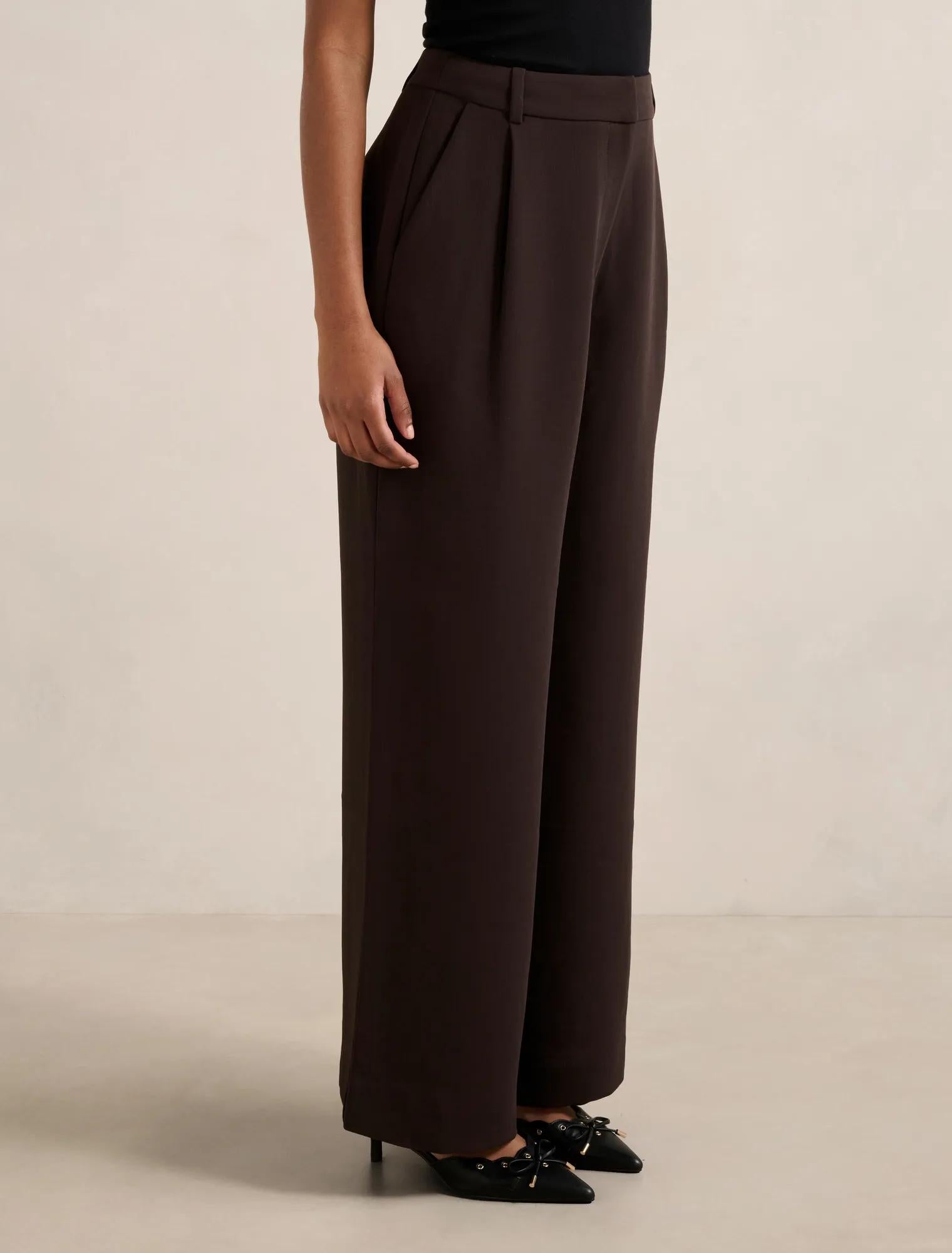 Margot Petite Wide Leg Pants Chocolate
