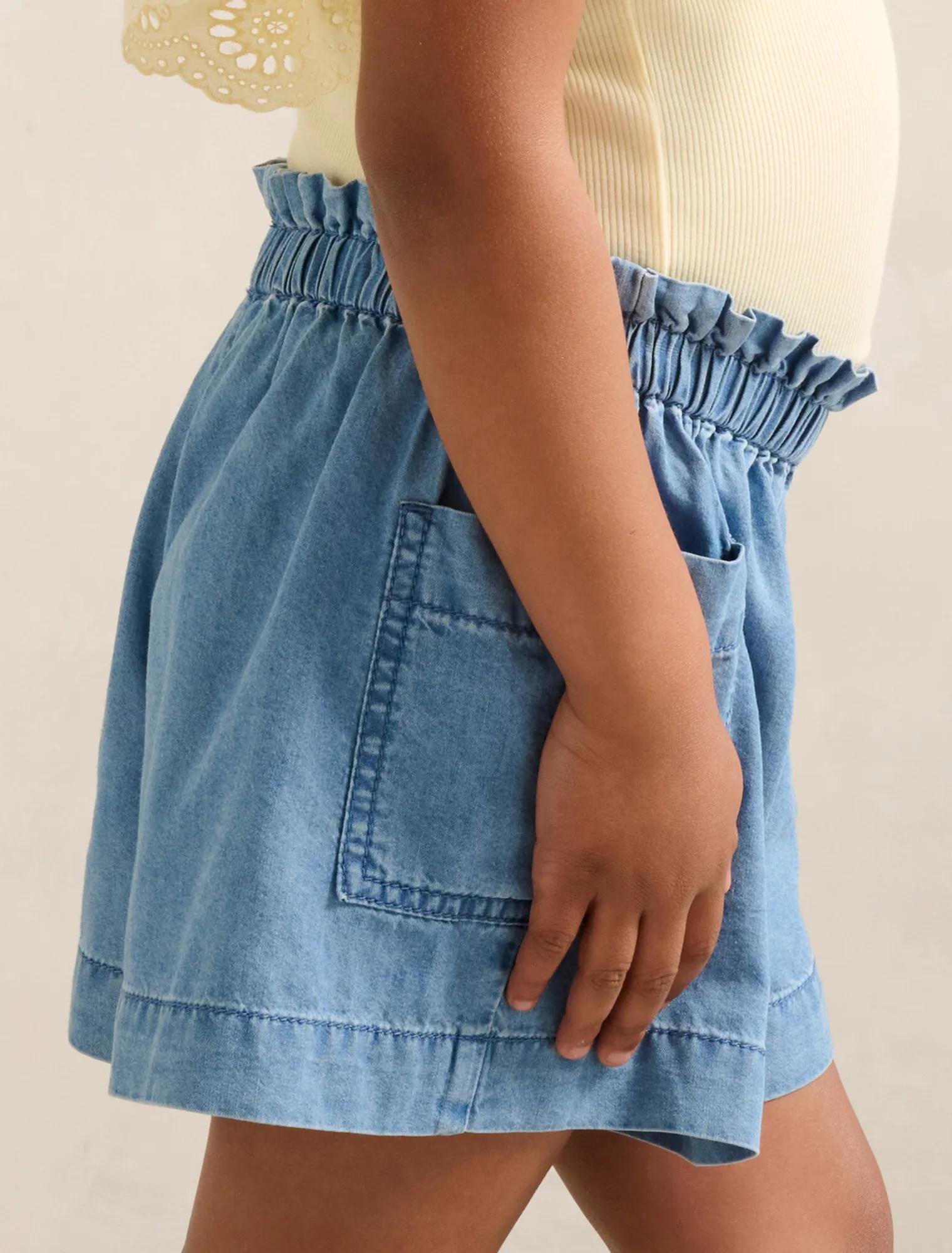 Maeve Chambray Girls Shorts Spring Blue