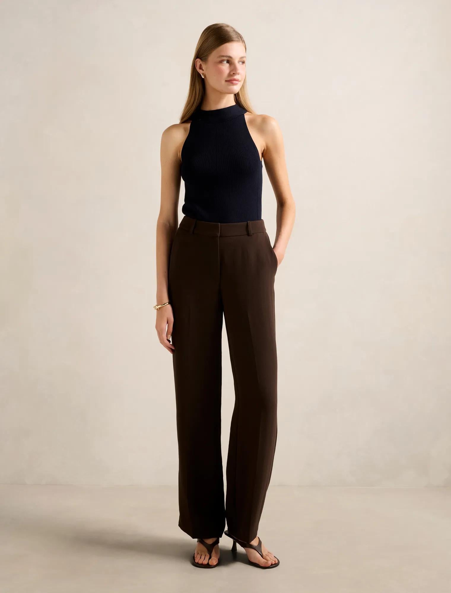 Gemma Wide Trim Knit Tank Top Navy