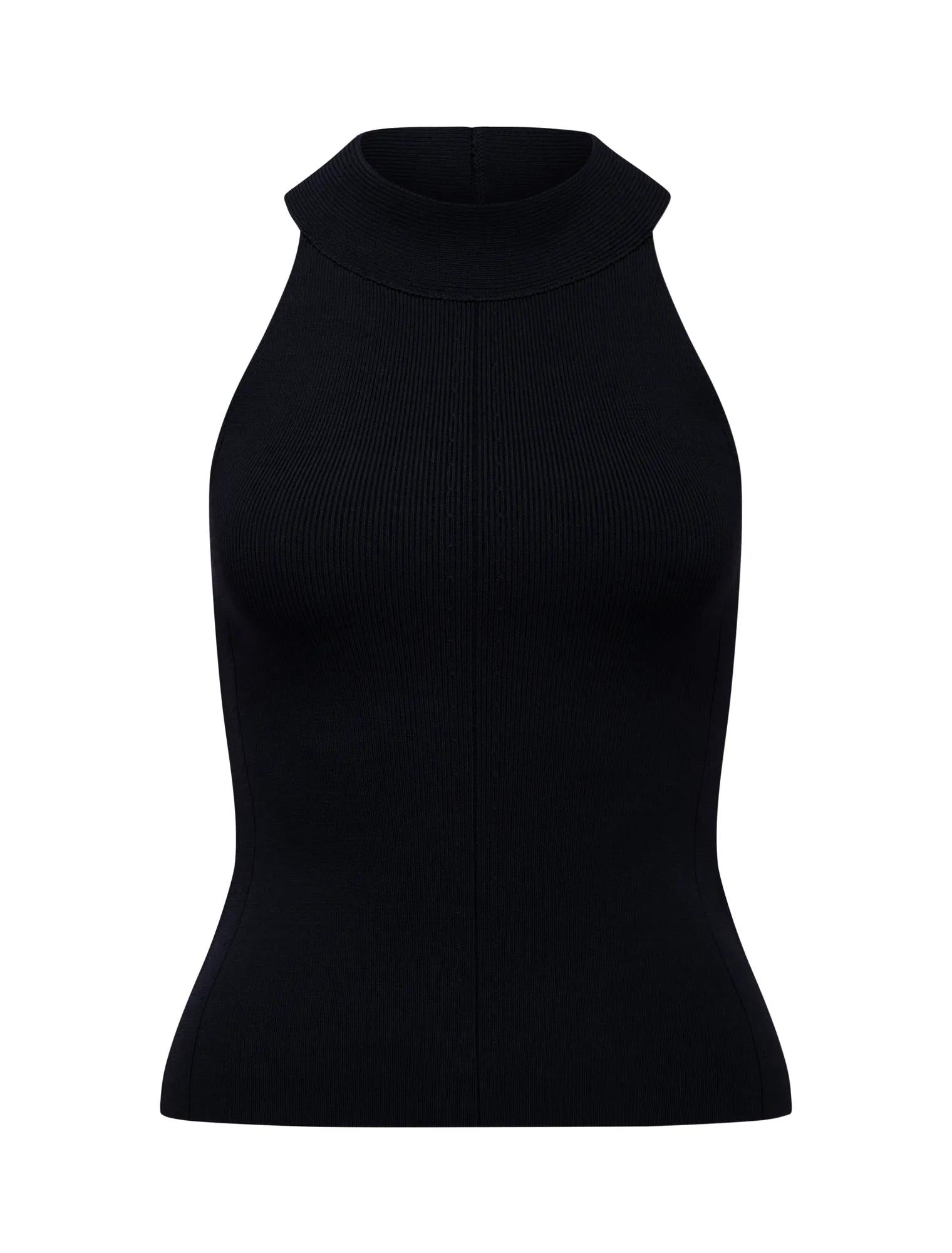 Gemma Wide Trim Knit Tank Top Navy_mannequin