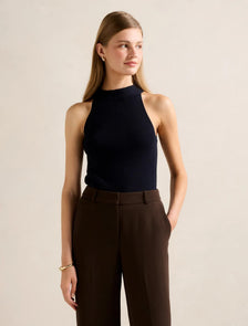 Gemma Wide Trim Knit Tank Top Navy