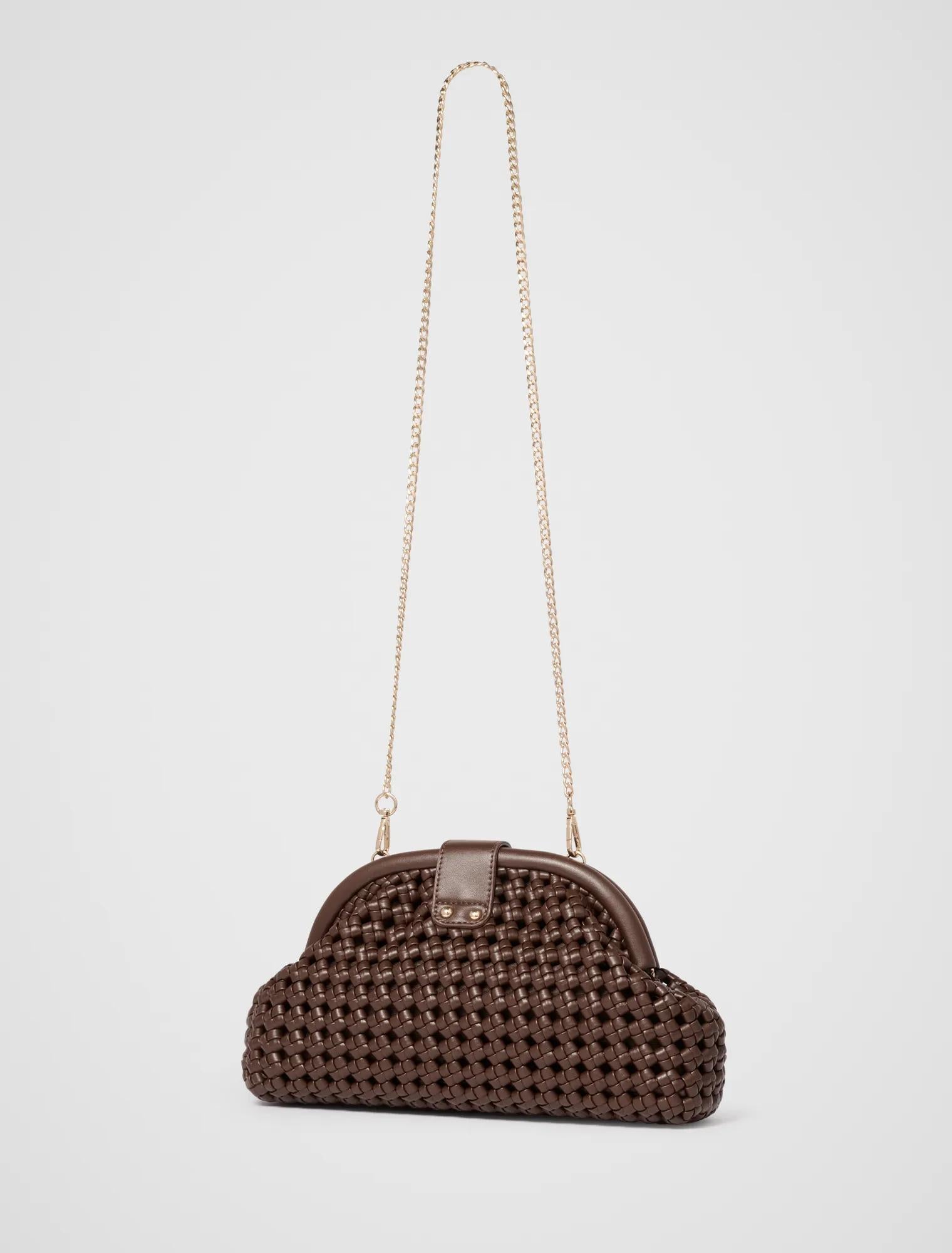 Aspen Open Weave Soft Clutch Chocolate_mannequin