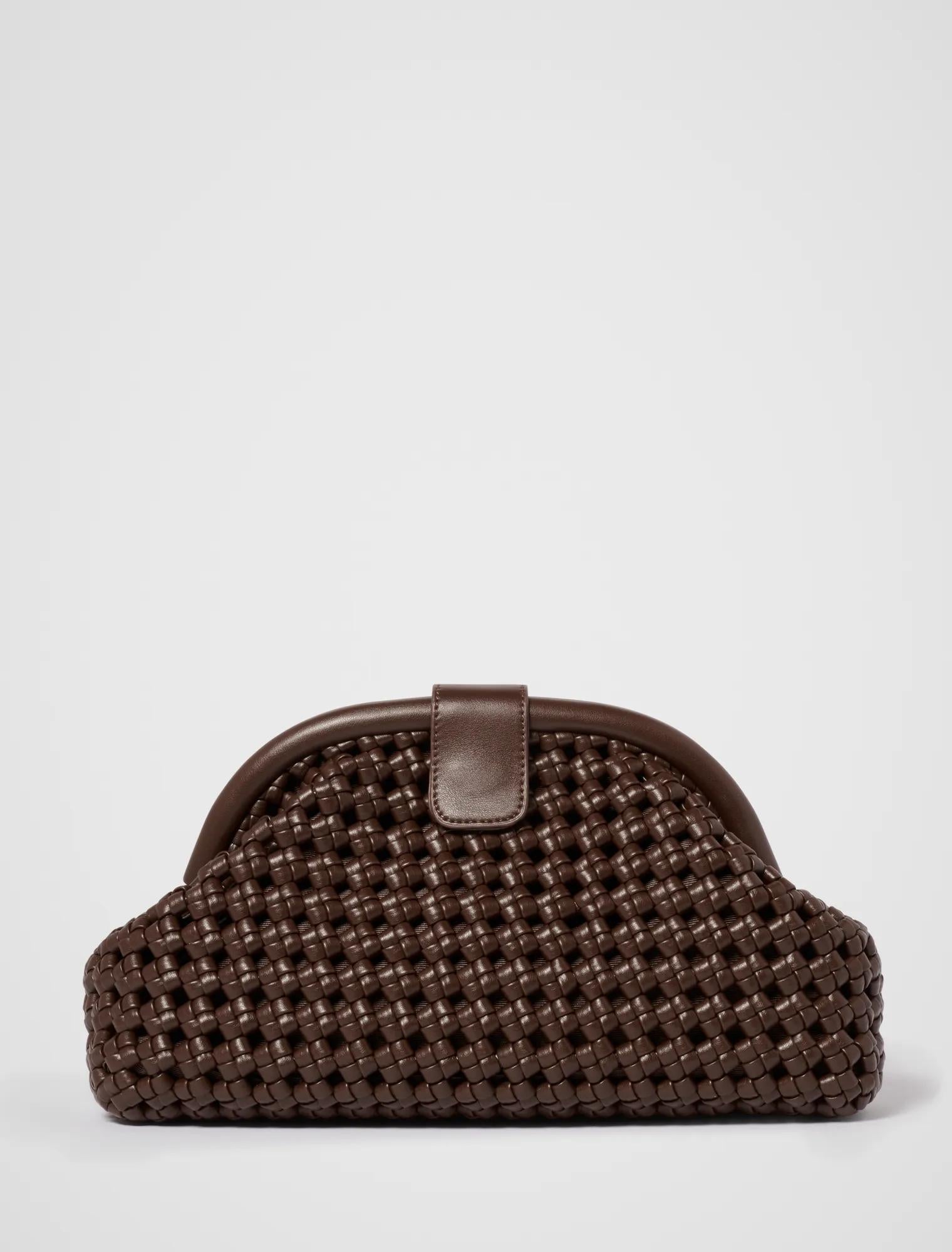 Aspen Open Weave Soft Clutch Chocolate_mannequin