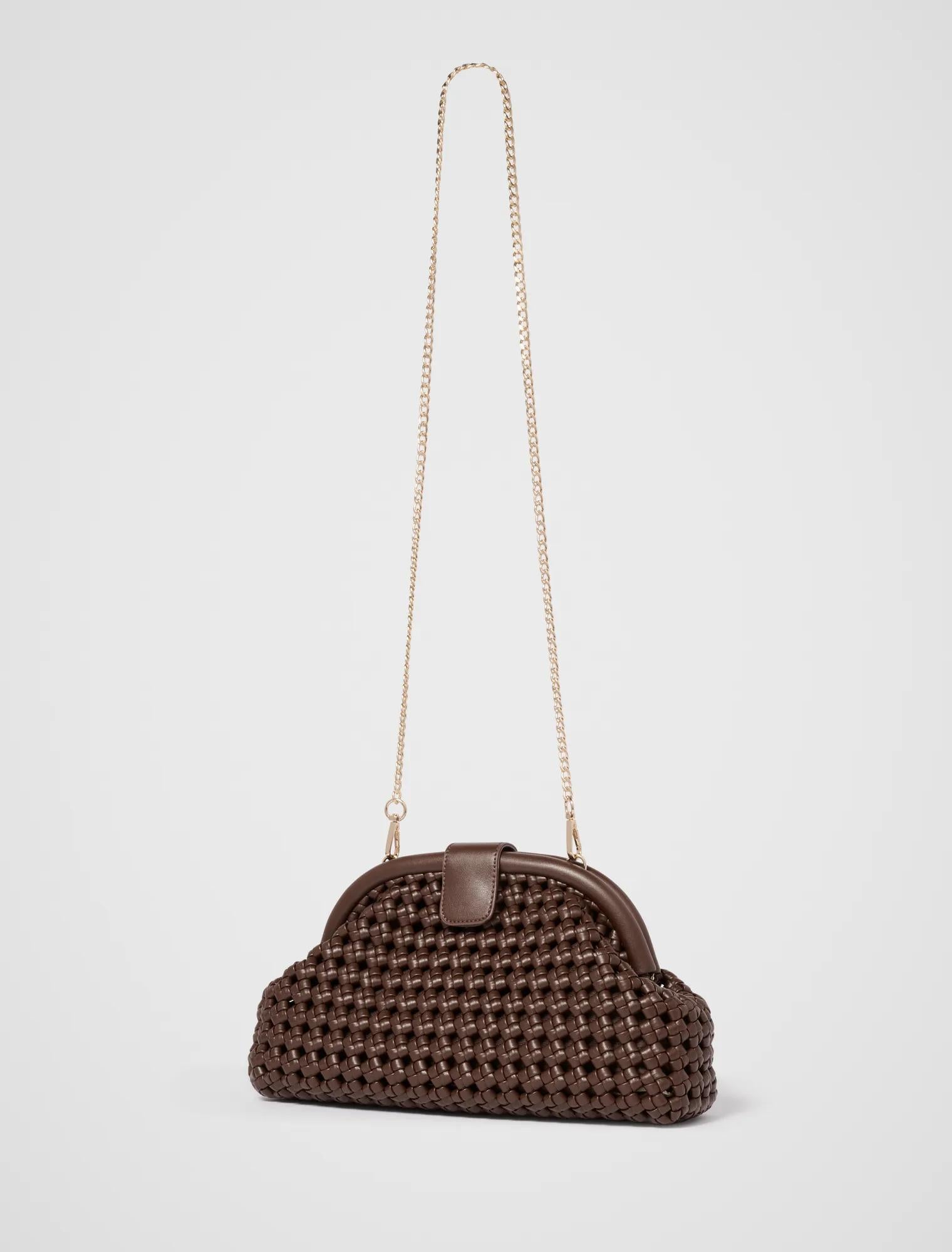 Aspen Open Weave Soft Clutch Chocolate_mannequin