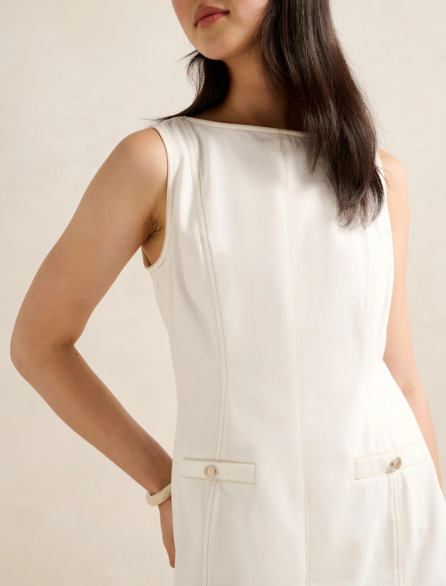 Spencer Denim Mini Dress Porcelain