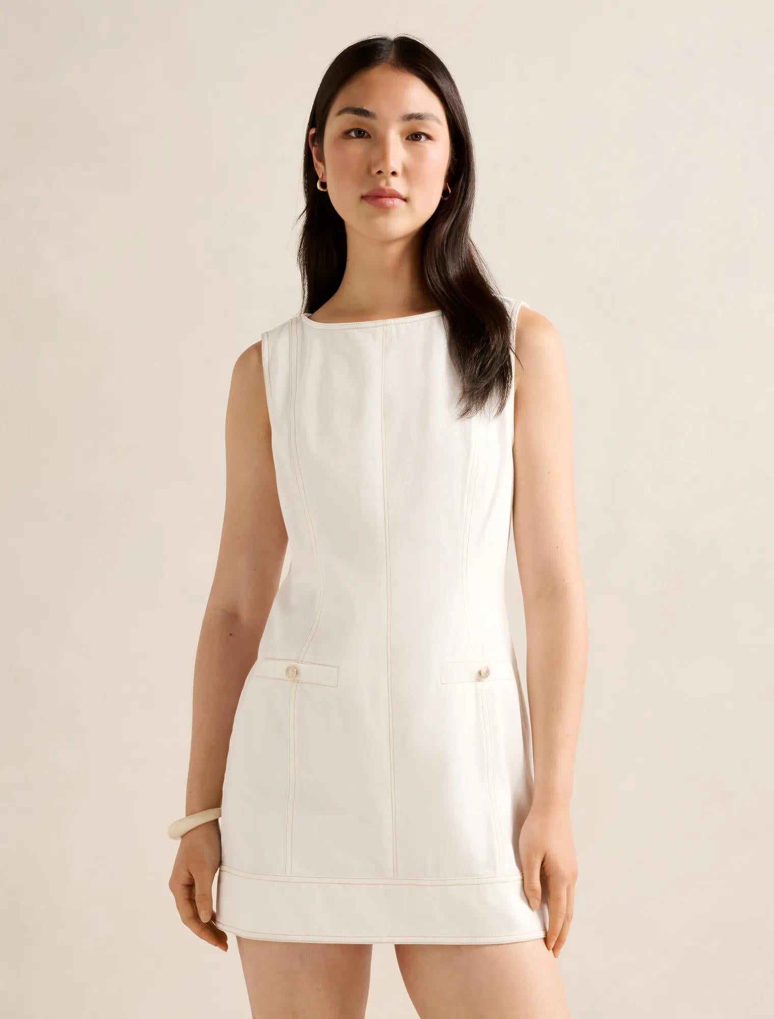 Spencer Denim Mini Dress Porcelain