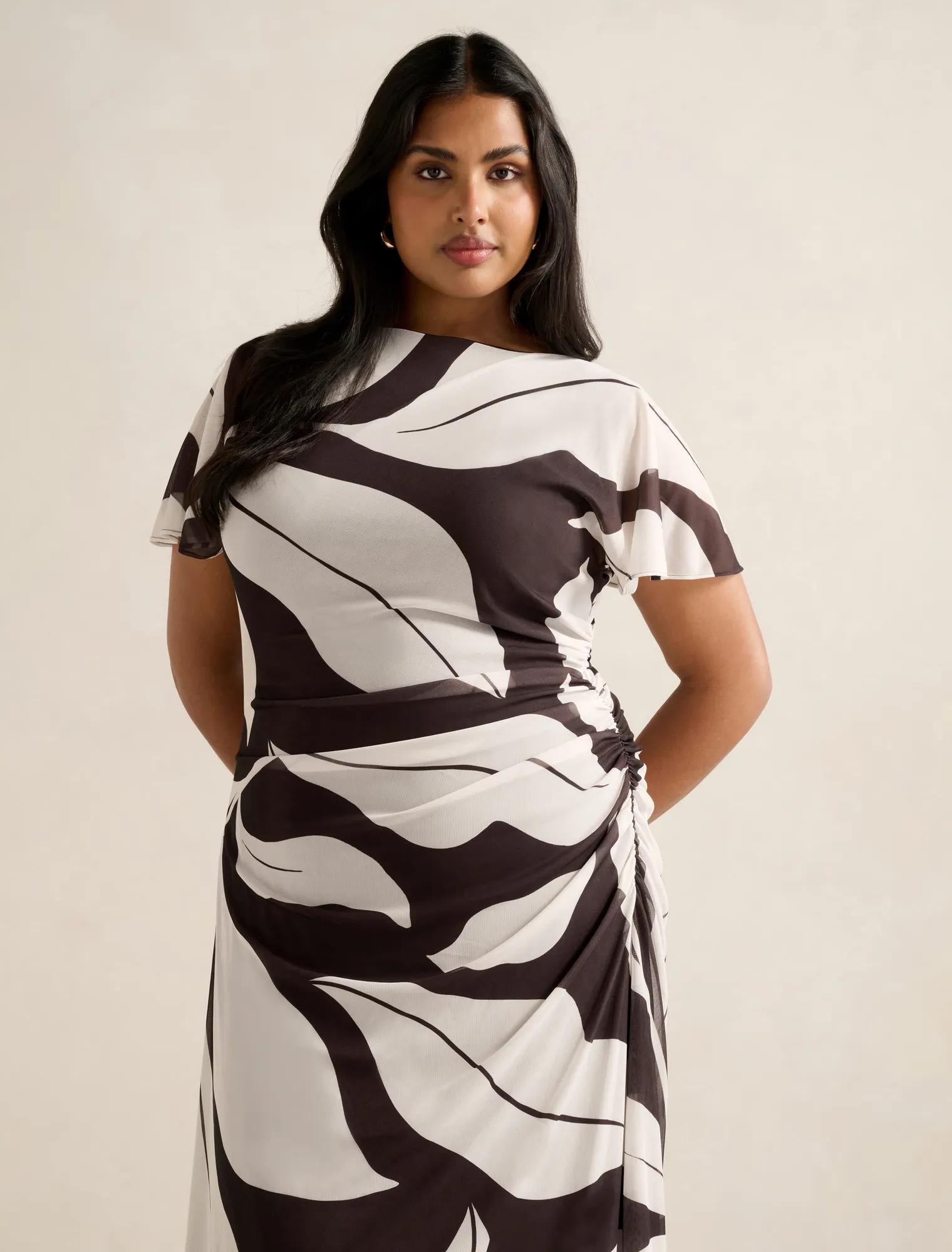 Trish Curve High Neck Jersey Dress Dark Liston