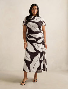 Trish Curve High Neck Jersey Dress Dark Liston