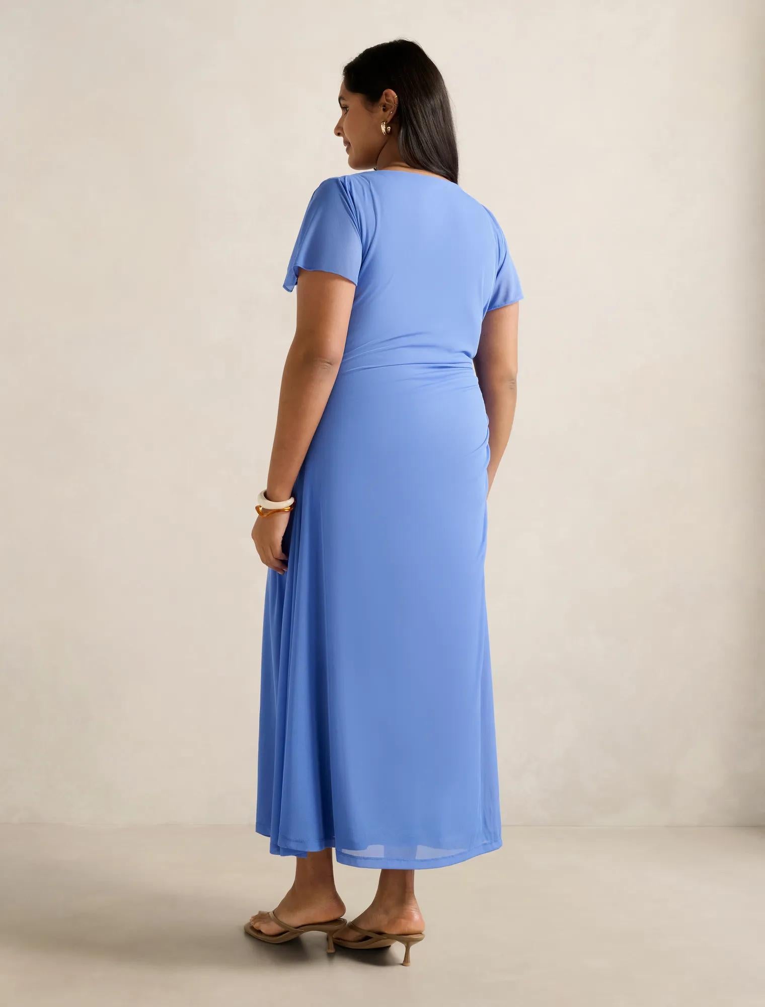 Trish Curve High Neck Jersey Dress Cornflower Breeze