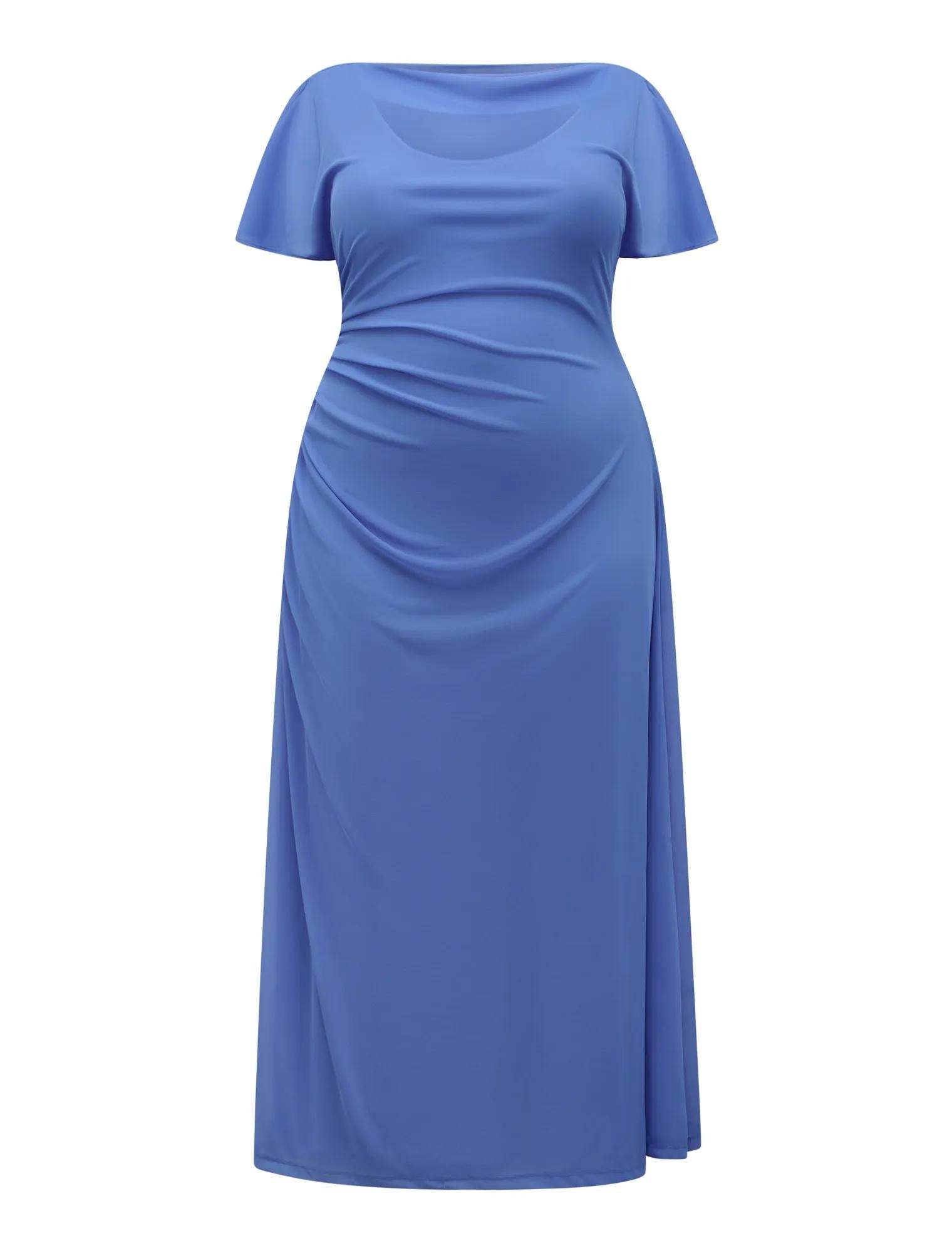 Trish Curve High Neck Jersey Dress Cornflower Breeze_mannequin