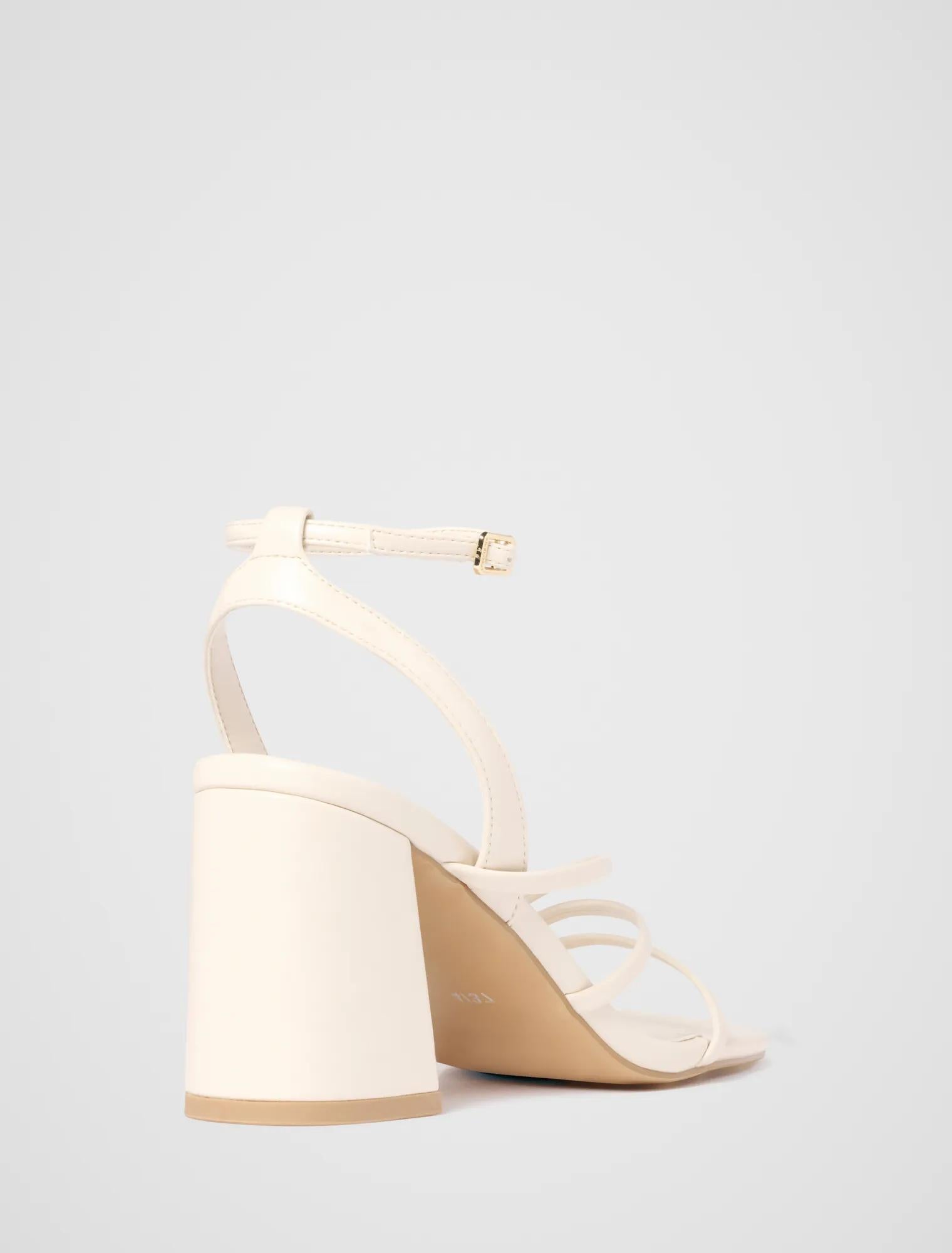 Beth Block Heel Asymmetrical Sandals Ivory_mannequin