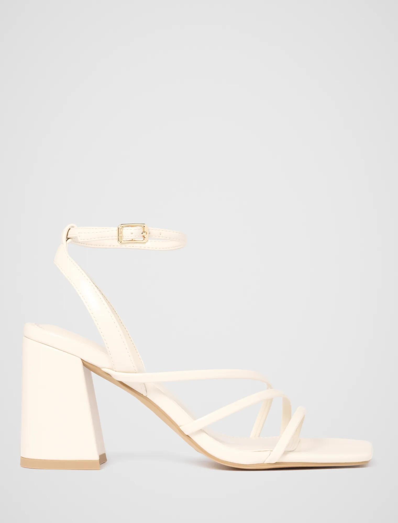 Beth Block Heel Asymmetrical Sandals Ivory_mannequin