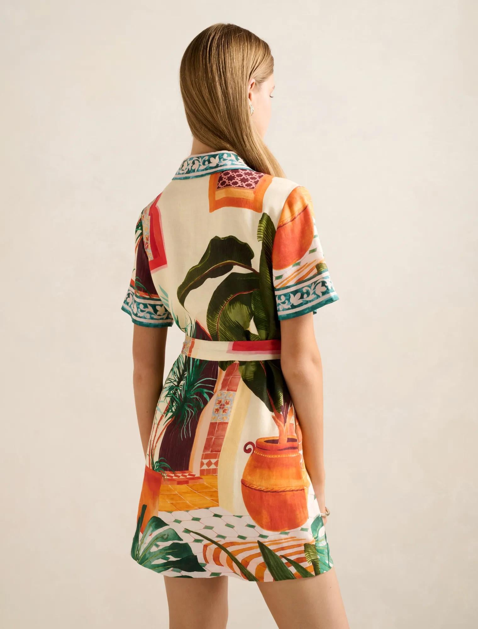 Sabine Printed Shirt Mini Dress Casablanca Holiday