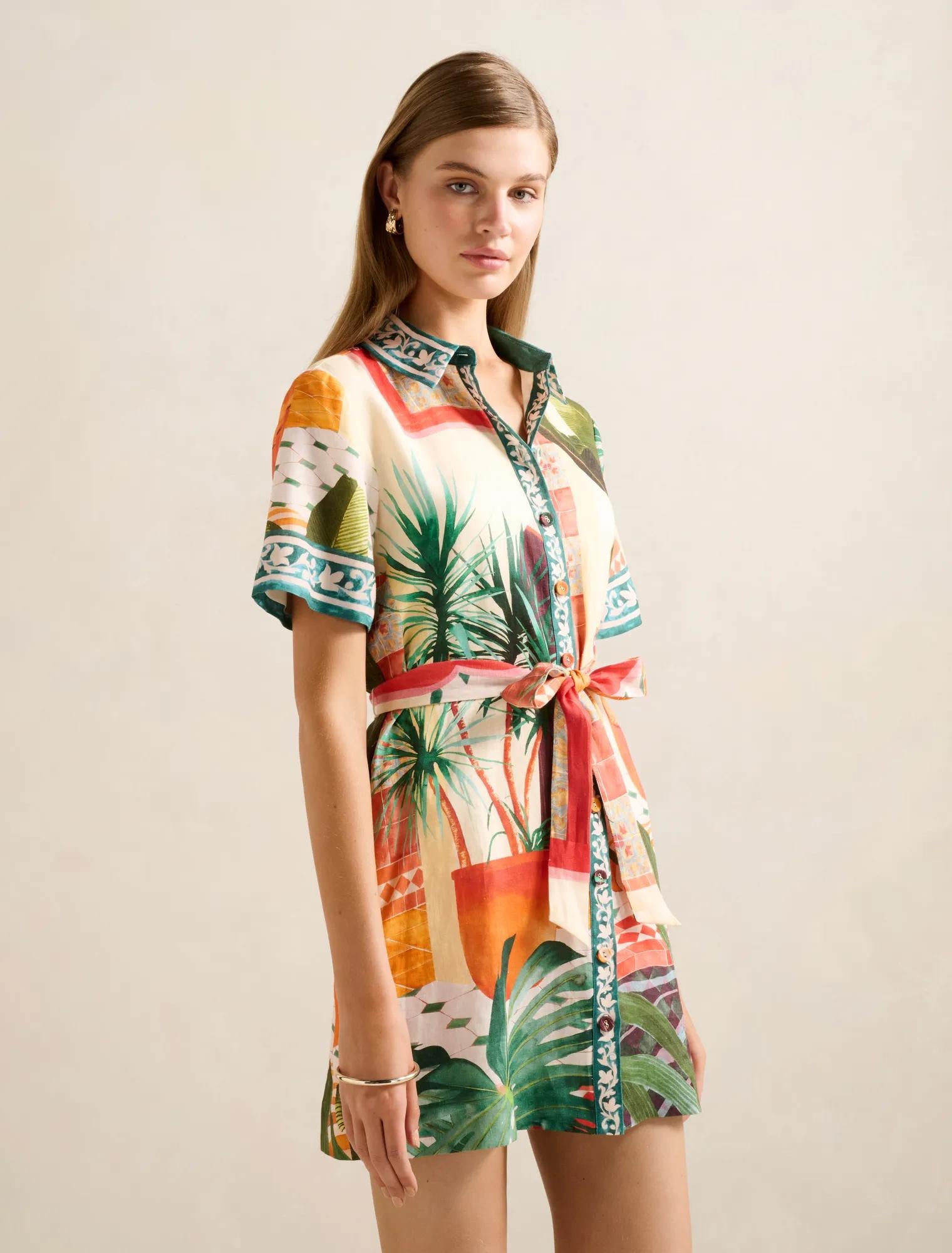 Sabine Printed Shirt Mini Dress Casablanca Holiday
