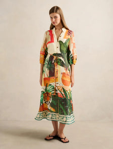 Arabella Printed Midi Dress Casablanca Holiday
